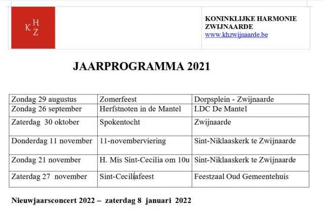 Voorlopig Jaarprogramma 2021