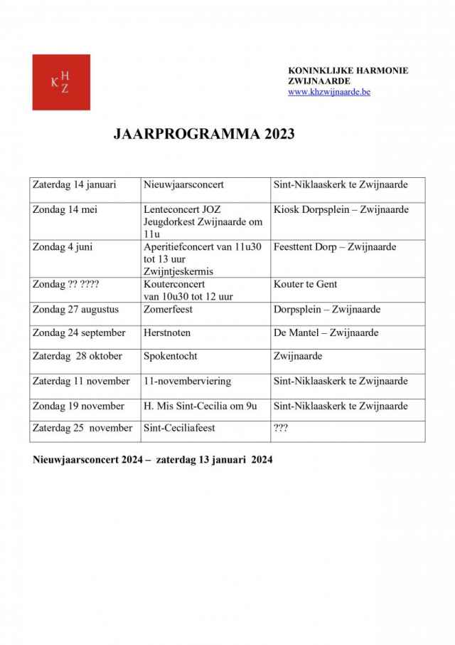KHZ Jaarprogramma  2023